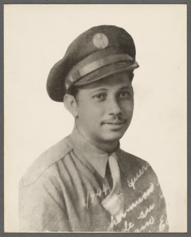Portrait of Eduardo Roldan in uniform