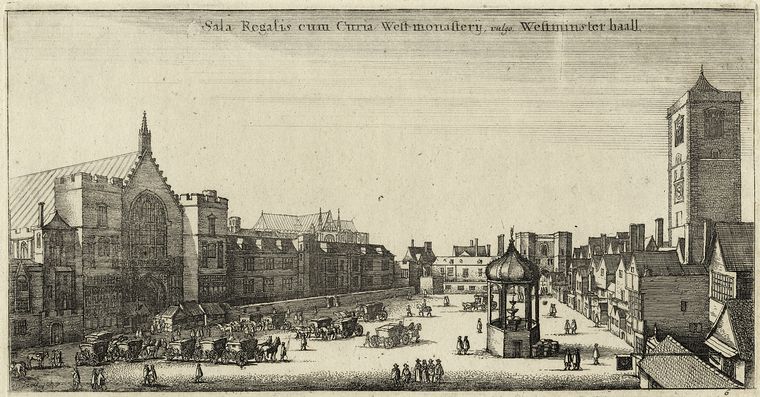 Sala regalis cum curia West-Monasterij, vulgo Westminster Haall.