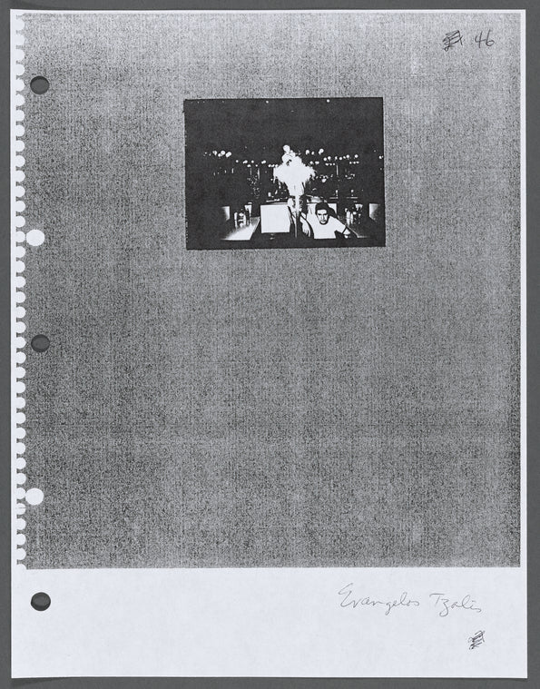 Photocopy of photograph: Evangelos Tzalis, restaurant worker, Plaza de Athena III