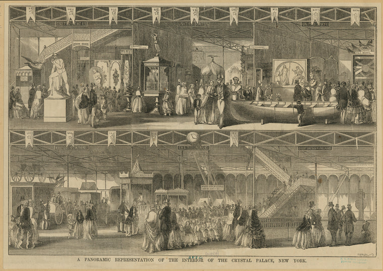 A panoramic representation of the interior of the Crystal Palace, New York
