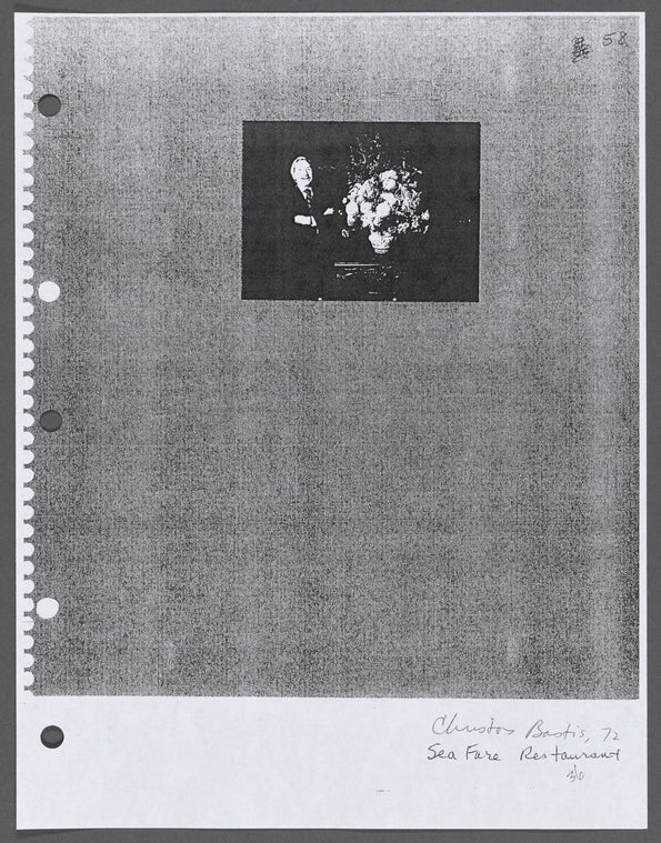 Photocopy of photograph: Christos Bastis, Owner, Sea Fare of the Aegean Restaurant