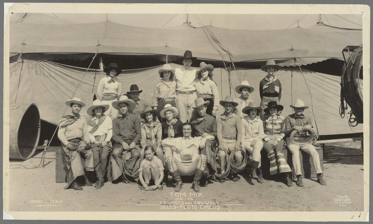 Portrait of Tom Mix and his Cowboys and Cowgirls