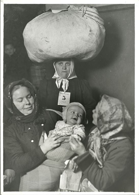 Group of Slavic mothers who have just arrived, Ellis Island, New York