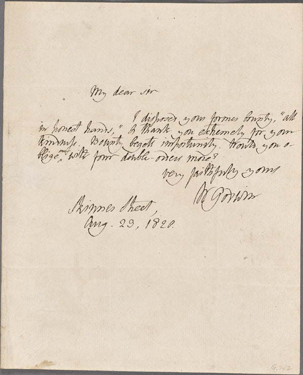 Autograph letter signed to John Howard Payne, 23 August 1820