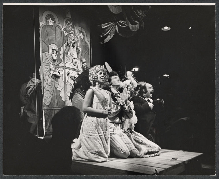 Maureen Brennan, Mark Baker and Joe Palmieri in the 1974 revival of the stage production Candide