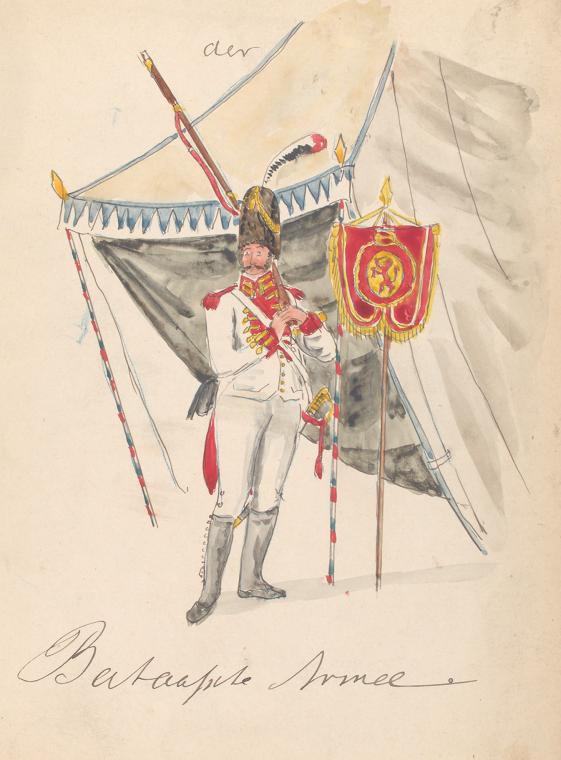 Title page Onderscheide Uniformen der Bataafsche Armee. (Sarge?Feb. 1806)