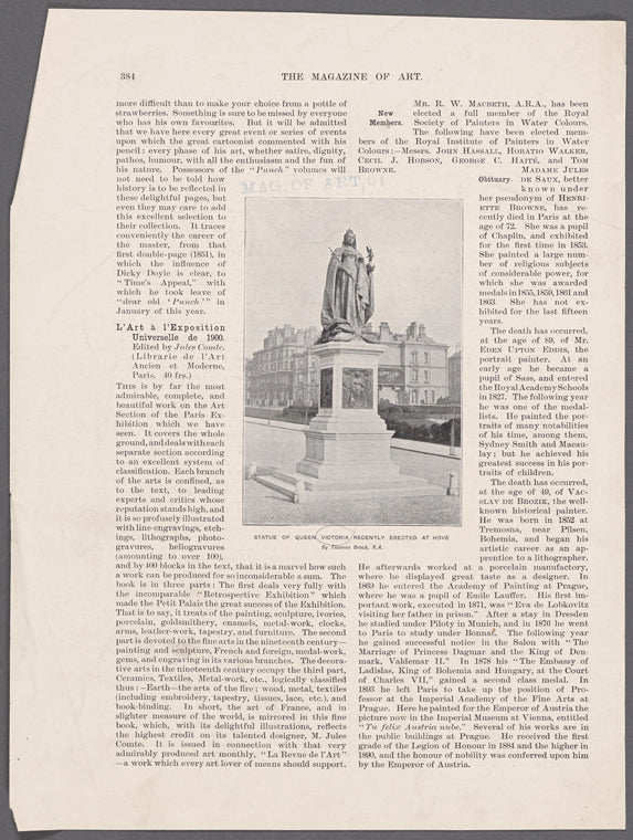 Statue of Queen Victoria recently erected at Hove. By Thomas Brock, R.A.