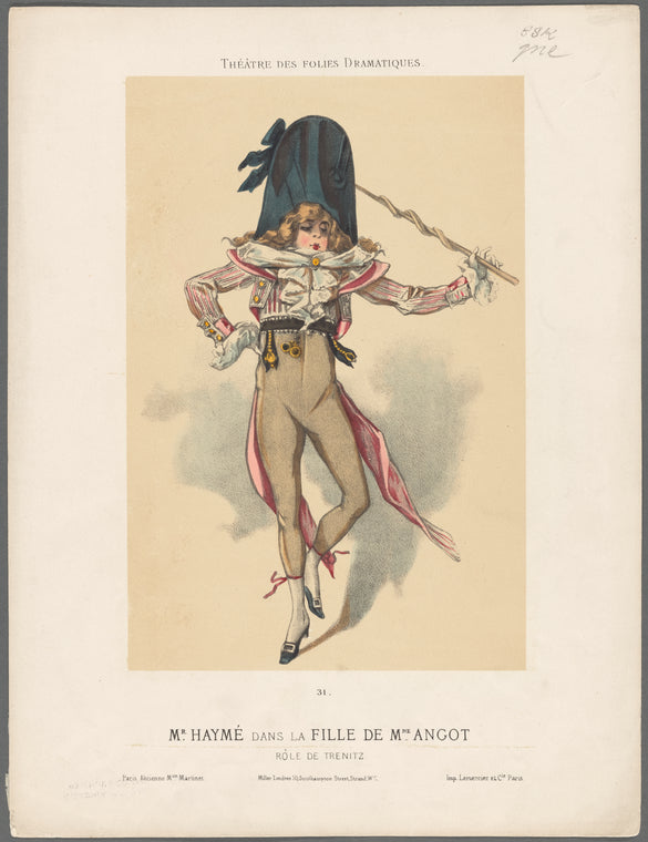 31. Mr. Haymé dans La fille de Mme. Angot, rôle de Trenitz, Théâtre des Folies Dramatiques