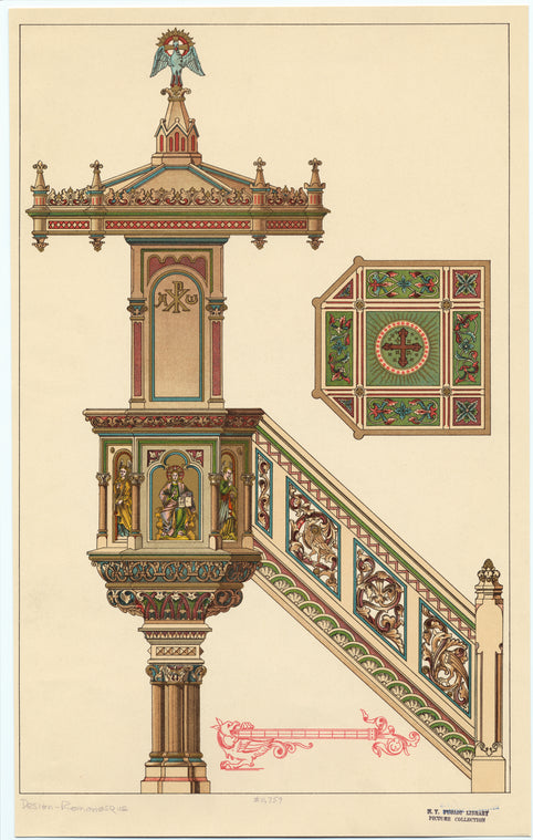 Interior church architecture in the Romanesque style