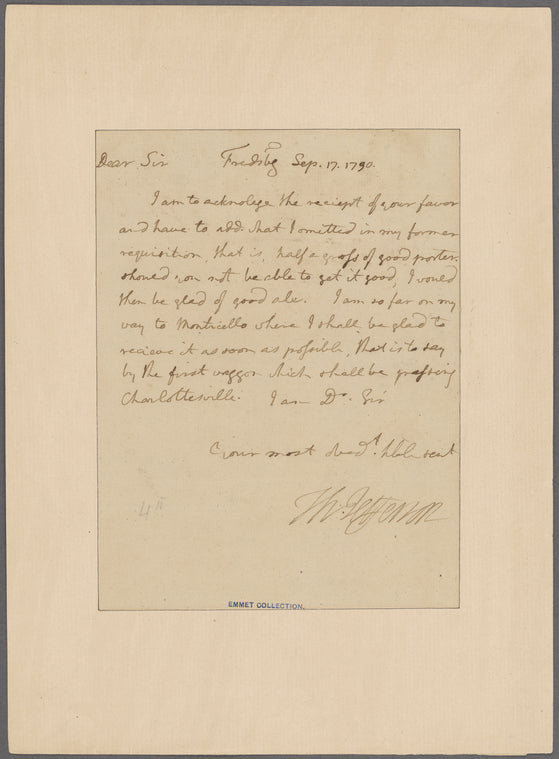 Letter to unknown correspondent