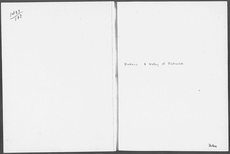 History of Pickwick, A. Holograph