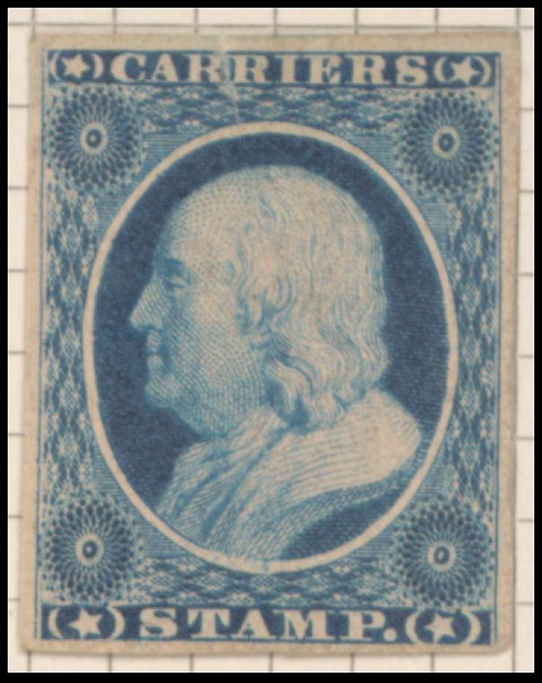 1c blue Franklin carrier reprint single