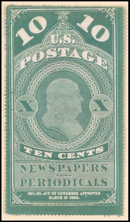 10c blue green Franklin single