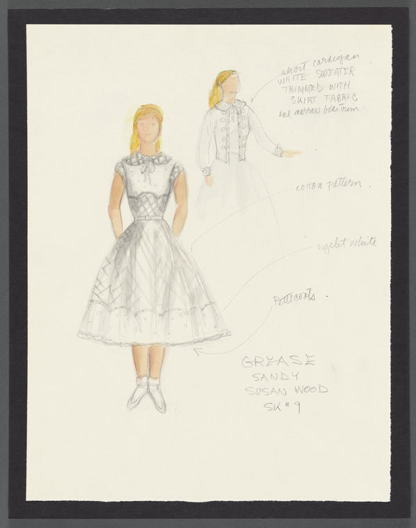 Grease: Costume sketch for Sandy (Susan Wood)