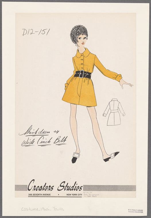 Shirtdress with wide cinch belt