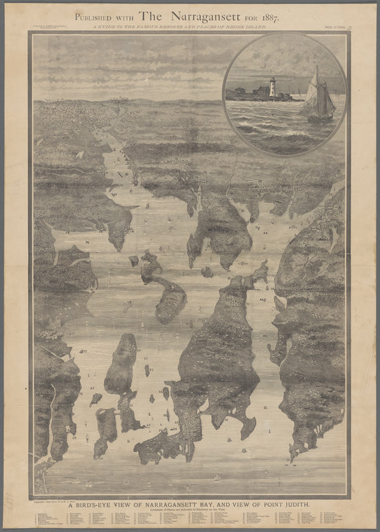 A bird's-eye view of Narragansett Bay, and view of Point Judith