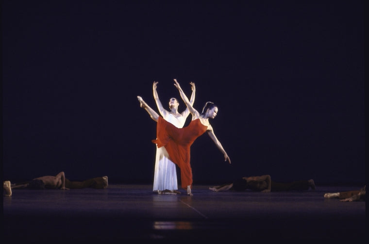 Yuriko Kimura in red and Peggy Lyman in white, in a Martha Graham production of "Diversion of Angels" (New York)