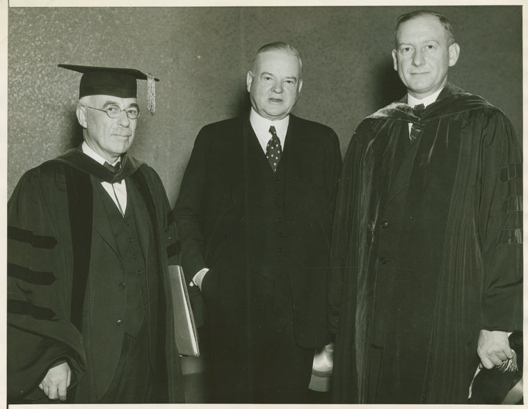 Dr. James Arnold Blaisdell, former Pres. Herbert Hoover, Dr. Robert Gordon Sproul.