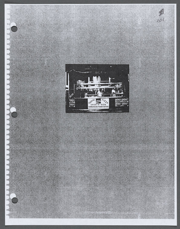 Photocopy of photograph: Souvlaki Pizza