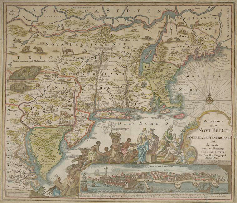 Recens edita totius Novi Belgii in America Septentrionali siti