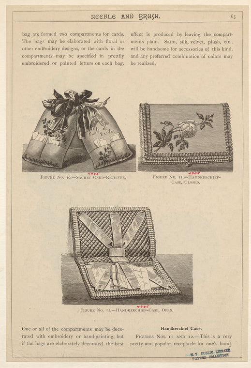 Sachet card-receiver ; Handkerchief-case, closed ; Handkerchief-case, open