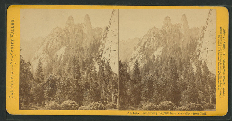 Cathedral Spires (2400 feet above Valley), from Trail.
