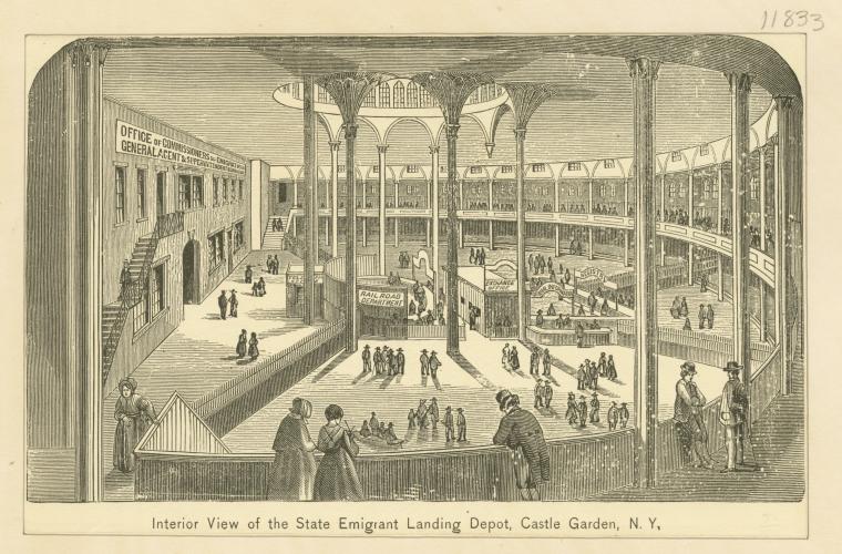 Interior view of the State Emigrant Landing Depot, Castle Garden, N.Y