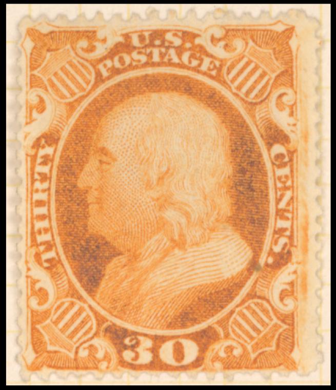 30c orange Franklin single