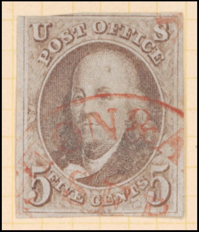 5c red brown Franklin single