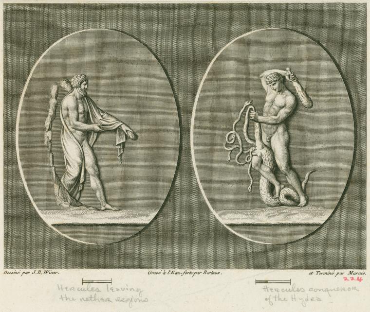 Hercules leaving the nether regions ; Hercules conqueror of the Hydra