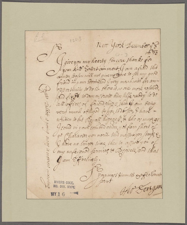 Dongan, Thomas. New York. To William Penn