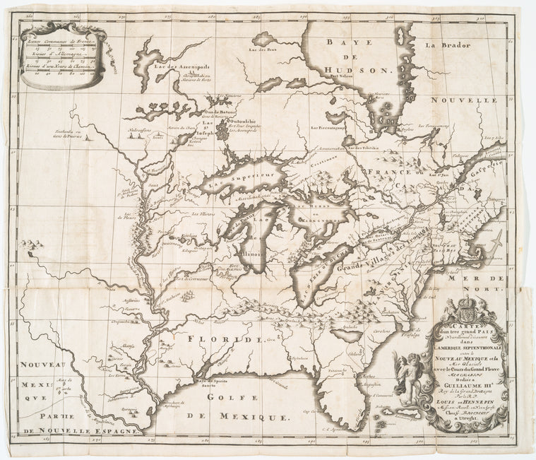 Carte d'un tres grand pais nouvellement découvert dans l'Amerique Septentrionale, entre le Nouveau Mexique, et la Mer glaciale: avec le Cours du Grand Fleuve Meschasipi