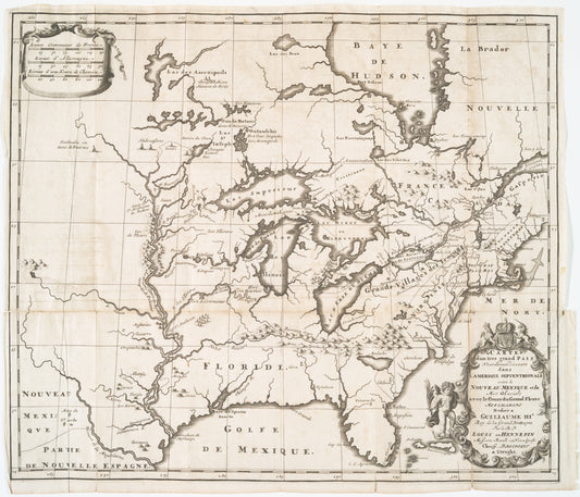 Carte d'un tres grand pais nouvellement découvert dans l'Amerique Septentrionale, entre le Nouveau Mexique, et la Mer glaciale: avec le Cours du Grand Fleuve Meschasipi
