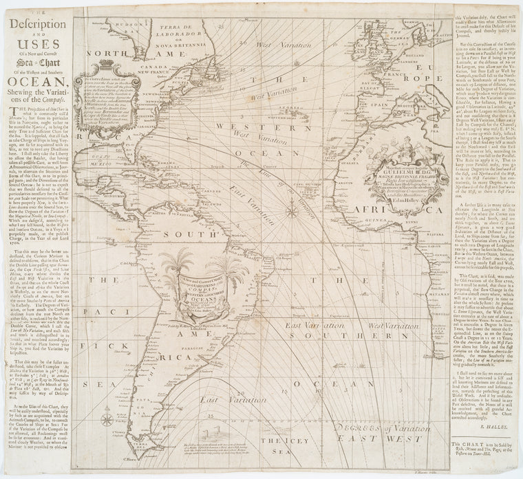 Compass Variations Explained A new and correct chart shewing the variations of the compass in the w ...