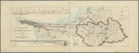 Map of the route of the new Croton Aqueduct, old aqueduct and Bronx River pipe line: also the watersheds of the Croton, Bronx and Byram rivers
