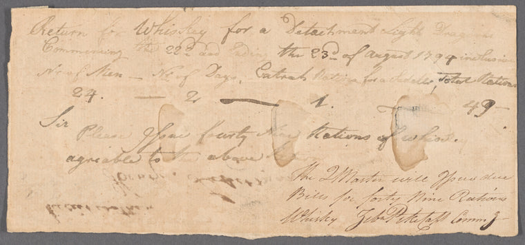 Order for whiskey signed by Zebulon Pike as Captain of Commissary