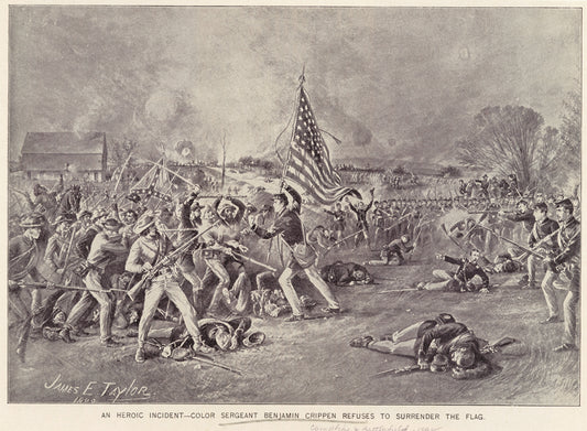 An heroic incident--Color Sergeant Benjamin Crippen refuses to surrender the flag