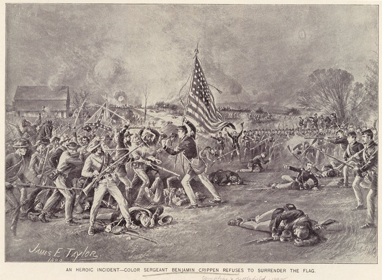 An heroic incident--Color Sergeant Benjamin Crippen refuses to surrender the flag