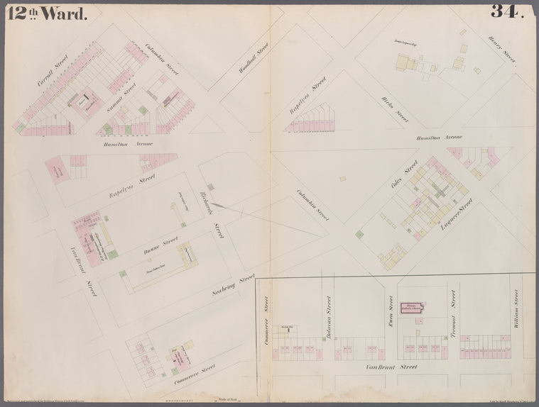 Plate 34: Map bounded by Carroll Street, Columbia Street, Rapelye Street, Henry Street, Luquer Street, Commerce Street, Richards Street, William Street, Van Brunt Street