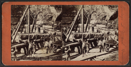 Genesee Valley Sand Stone Quarry, showing all the opertions of quarrying.
