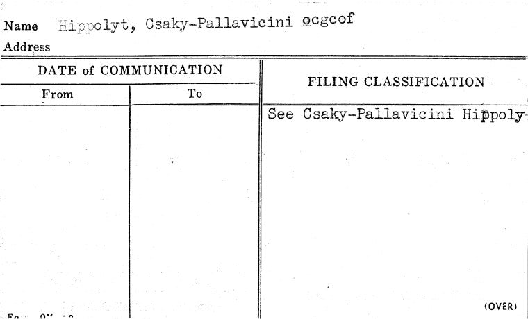Hippolyt, Csaky-Pallavicini ocgcof