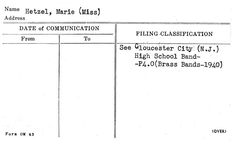 Hetzel, Marie (Miss)