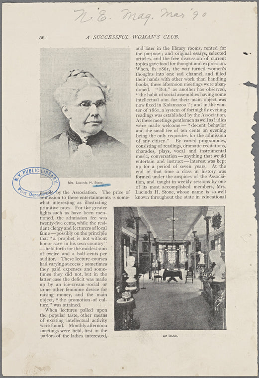 Mrs. Lucinda H. Stone.  Art room