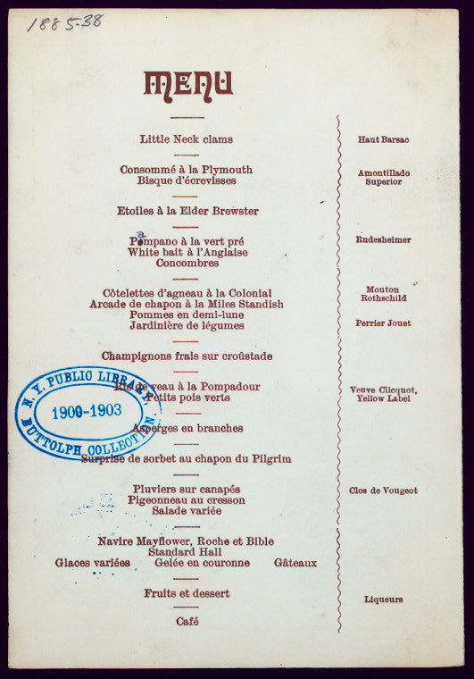 COMMEMORATION OF THE PILGRIM'S STATUE UNVEILING [held by] FOREFATHERS' DINNER [at] UNION LEAGUE CLUB NY; (CLUB)