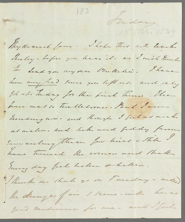 Julia [Ervington?] to Jane Porter, autograph letter signed