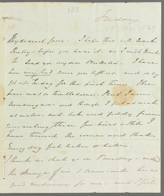 Julia [Ervington?] to Jane Porter, autograph letter signed