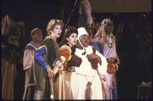 Actresses Kathleen McNenny, Marisa Tomei & Karla Burns in a scene fr. the New York Shakespeare Festival production of the play "Comedy of Errors" at the Delacorte Theater in Central Park. (New York)
