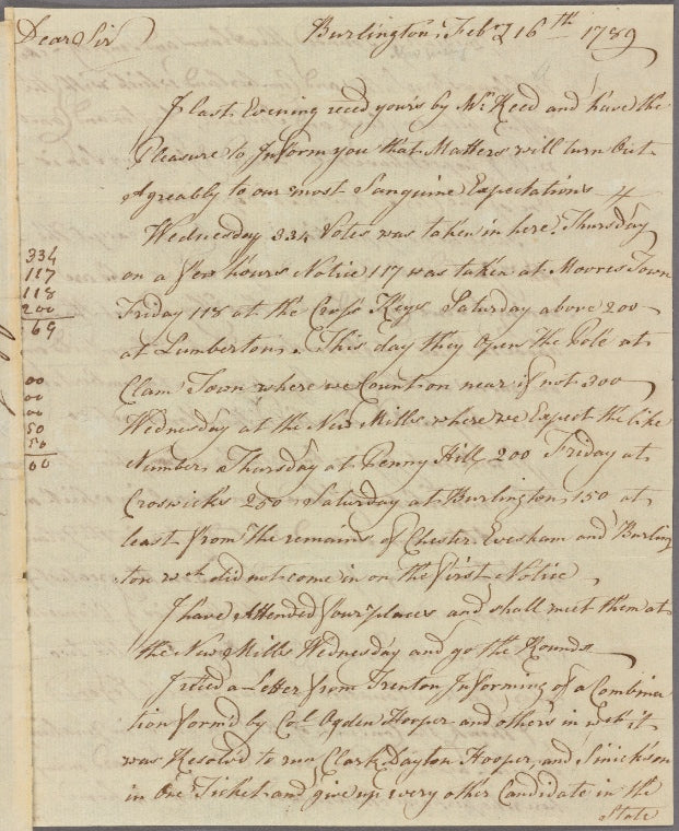 Letter to Elias Boudinot, Elizabethtown
