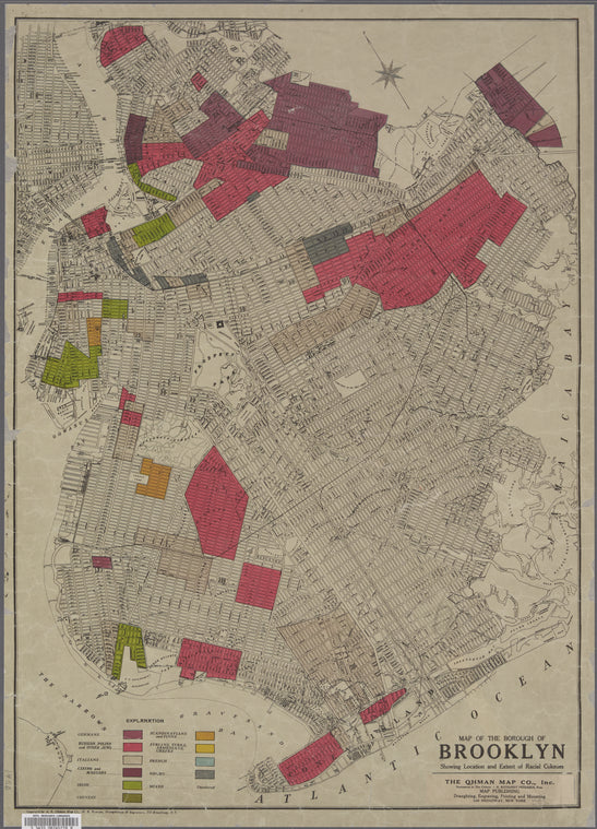 Map of the borough of Brooklyn : showing location and extent of racial colonies