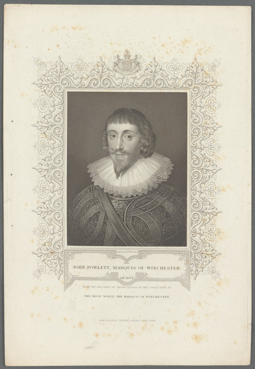 John Powlett, Marquis of Winchester. OB. 1674. From the original of Peter Oliver in the collection of The Most Noble The Marquis of Winchester.